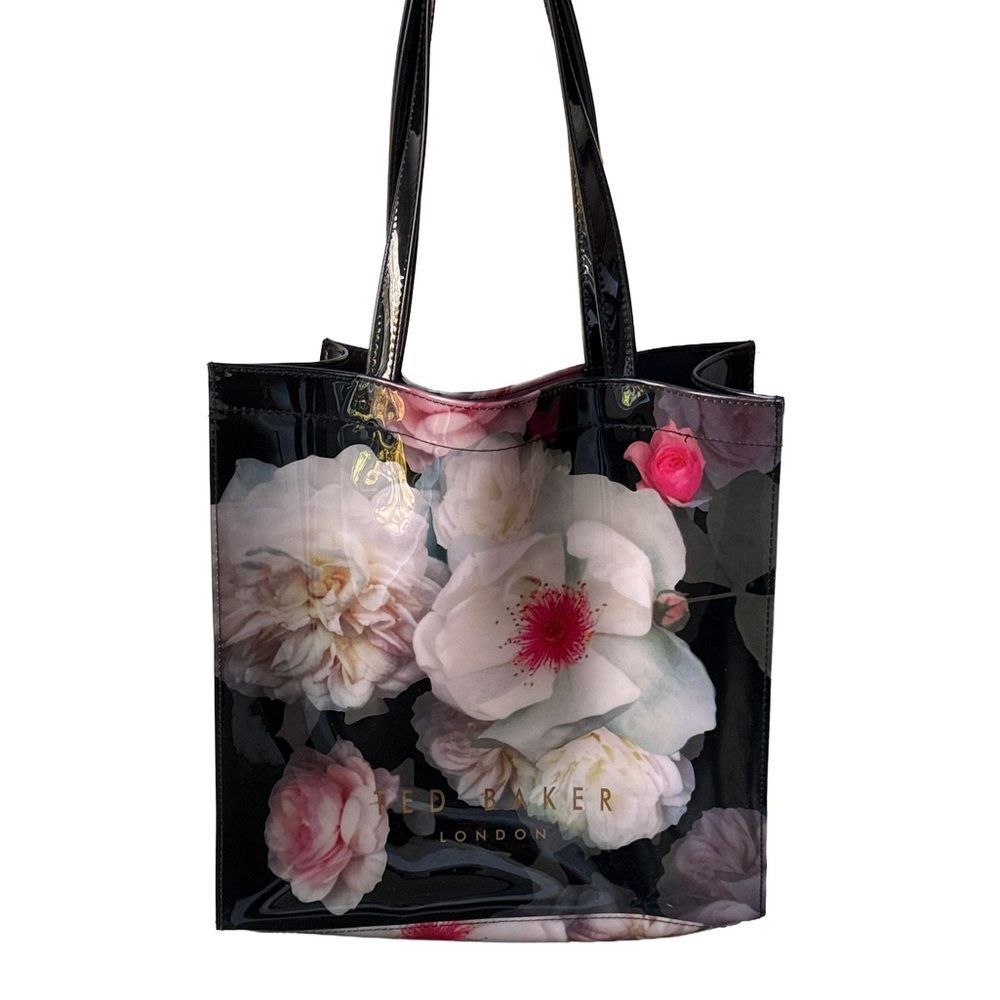 Ted Baker London Floral Coated Tote Medium Black Pink Bag